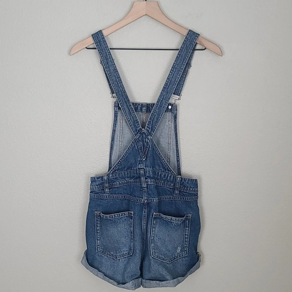 H&M Divided Distressed Jean Short Overalls Size 2 - Picture 4 of 6